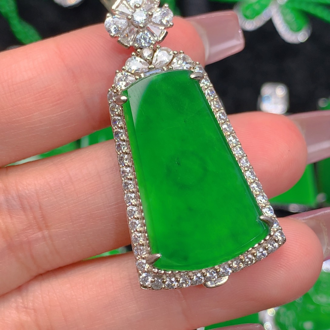 翡翠吊坠(不含链)银S925镶嵌