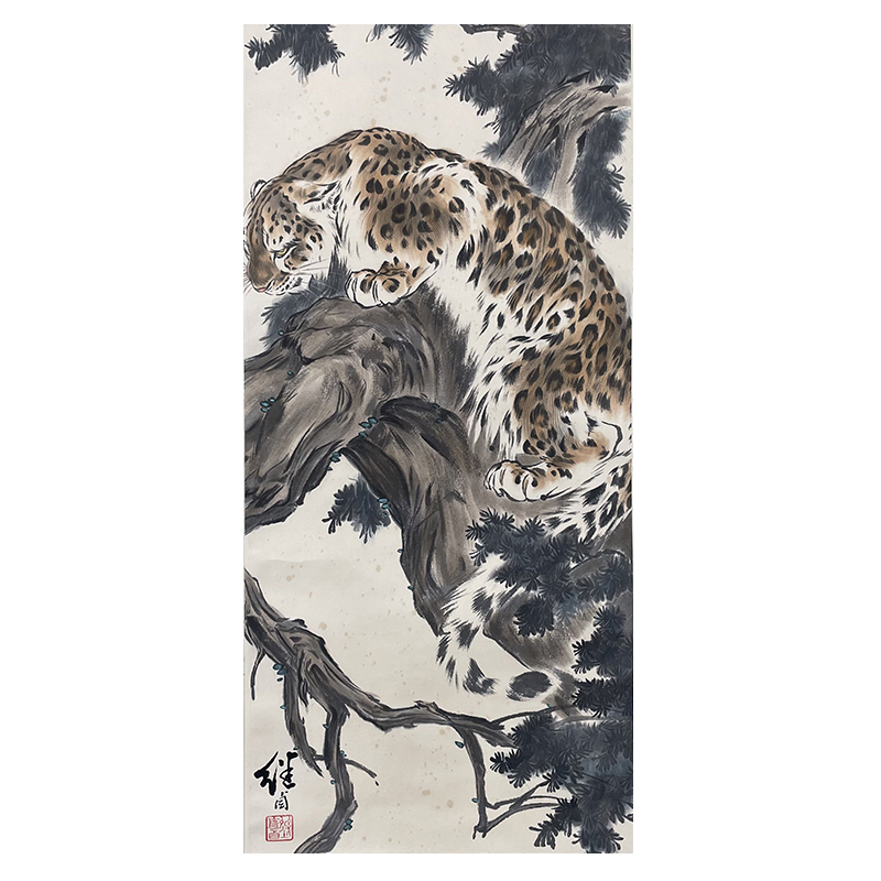 b-2120刘继卣豹子轴32*70cm