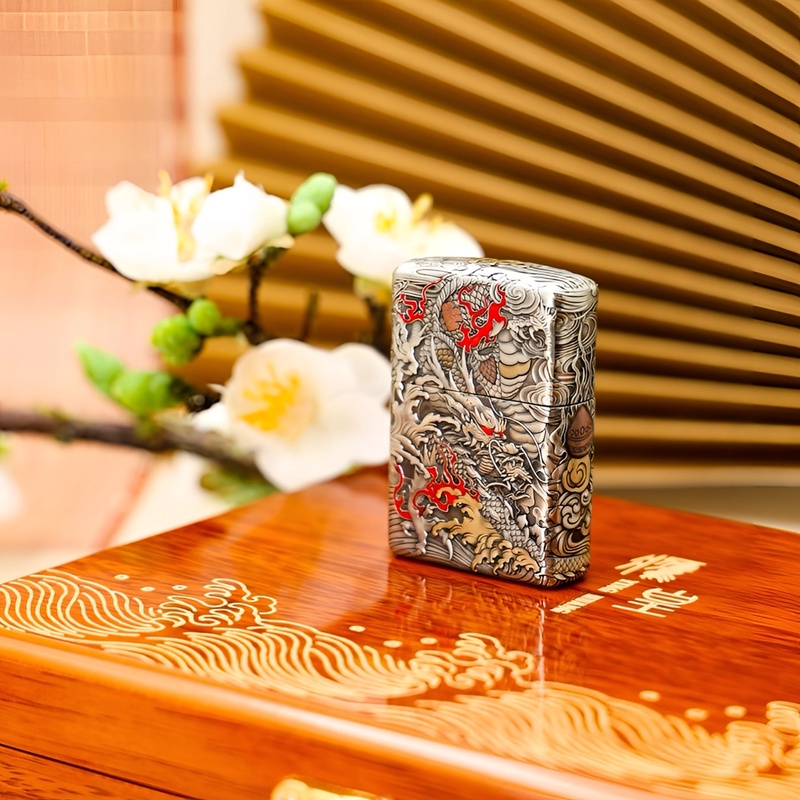 ZIPPO正版鹰皇超盔遁甲龙凤呈祥套壳重甲男士防风DY9902TJ【凯亚1