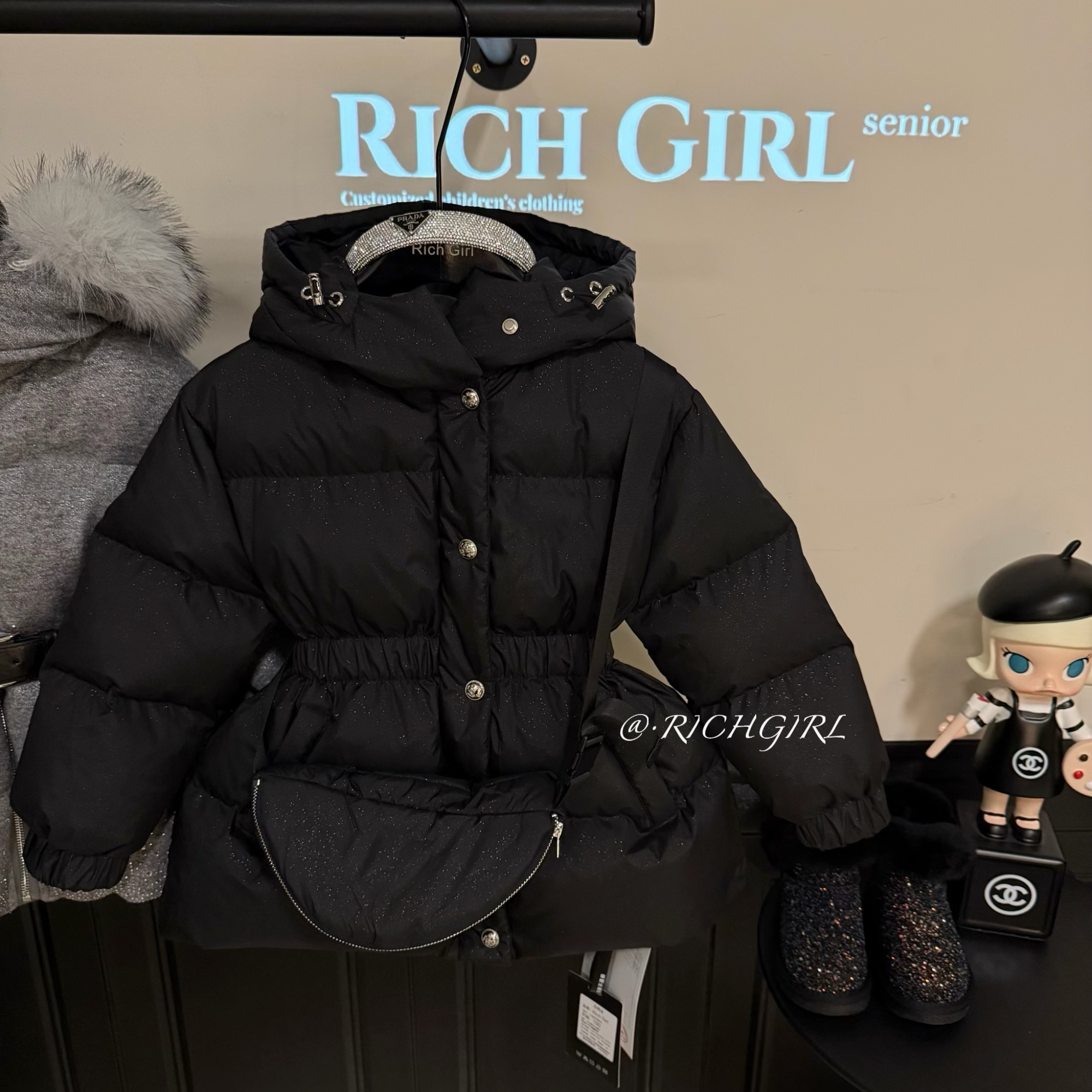 【Richgirl定制】大牌风高充绒巨保暖国标90白鸭绒中长款羽绒服女童