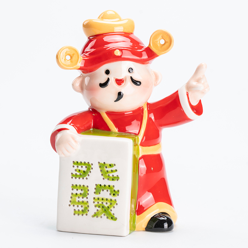 陶瓷财神派对系列LED灯摆件-指定发财