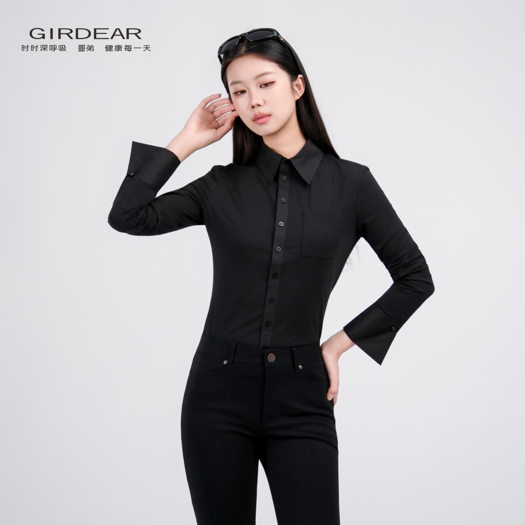  GIRDEAR/哥弟新款高级感优雅气质设计感时尚显瘦长袖衬衫130242