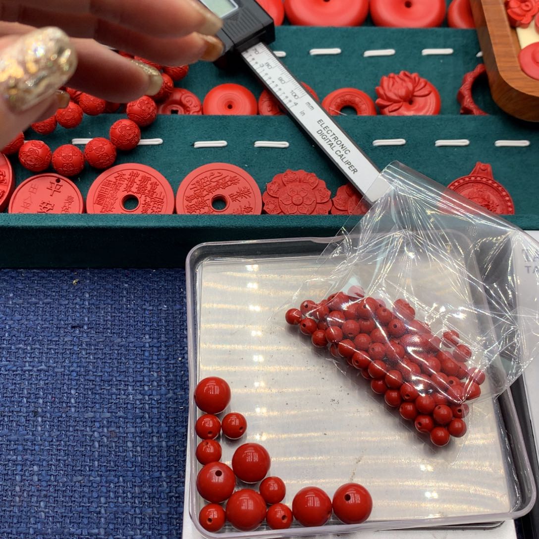 天然辰砂红砂单珠