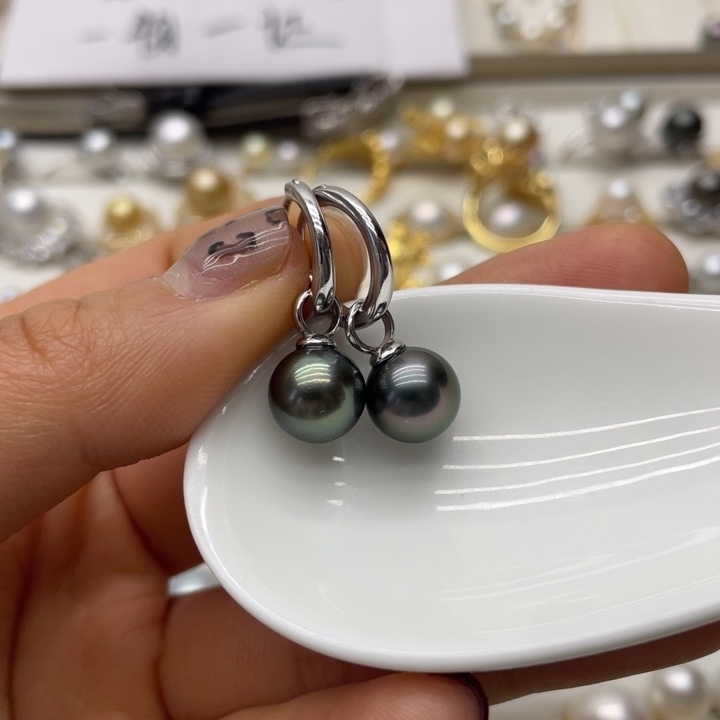 海水珍珠耳饰银S925镶嵌