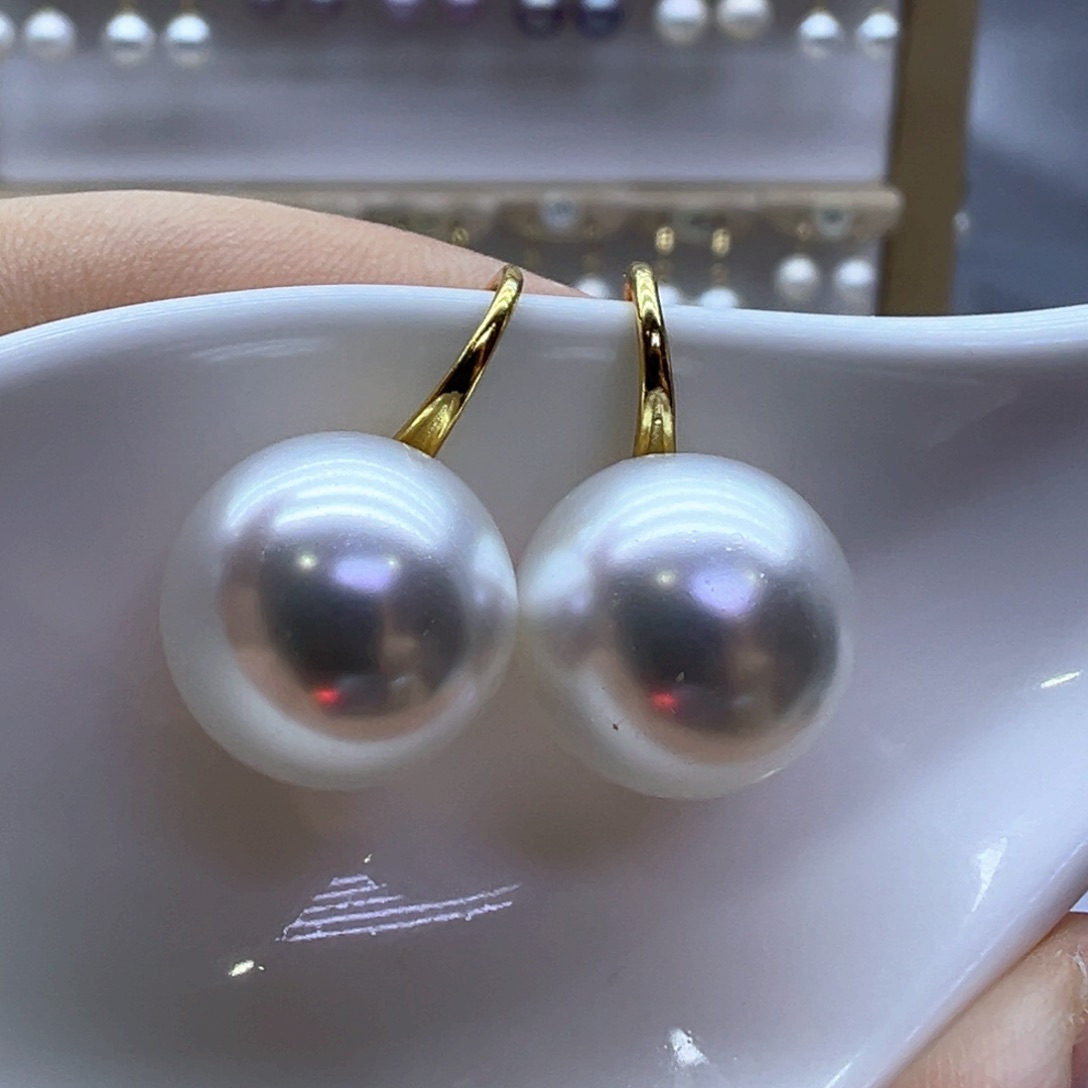 银S925镶嵌淡水珍珠耳饰