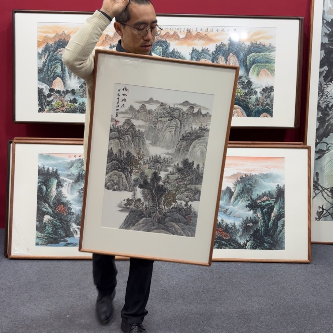 国画带框绘画90/60尺寸