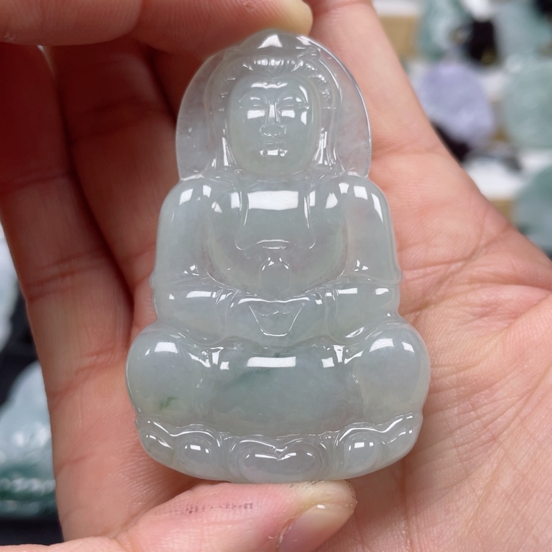 翡翠颈饰未镶嵌天然翡翠A货观音53号