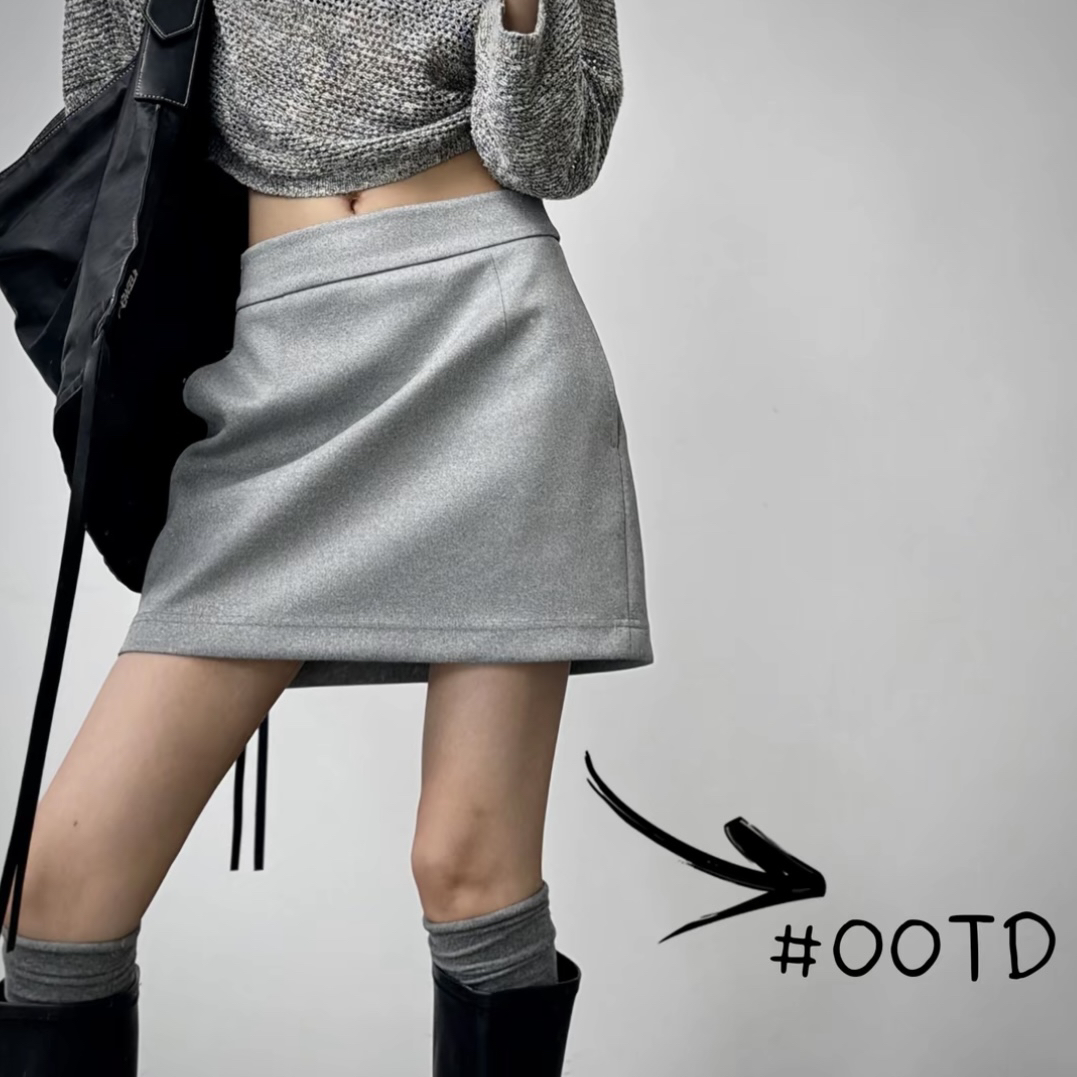 阿玛施半裙 四季时尚百搭显高显瘦纯色A字夏季新款半身短裙520046