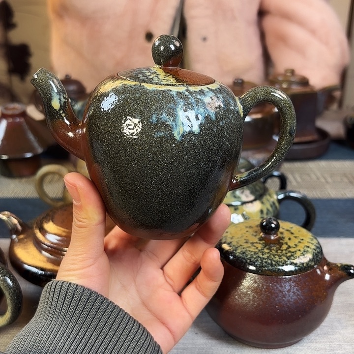 壶柴烧紫砂壶美人肩