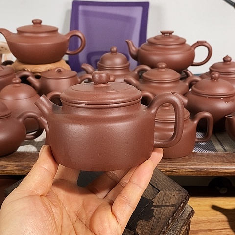紫砂茶壶桥*宜兴紫砂壶原矿紫泥约170毫升德钟