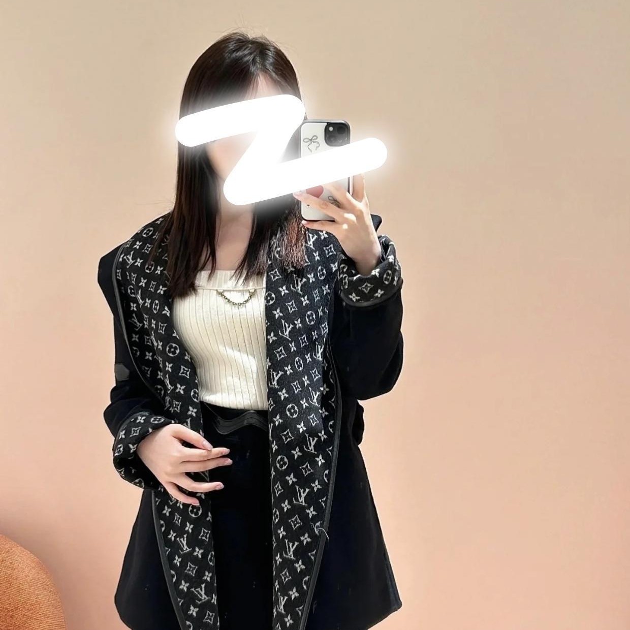 未使用 LouisVuitton/路易威登 002294 羊毛老花大衣 38码 大全套