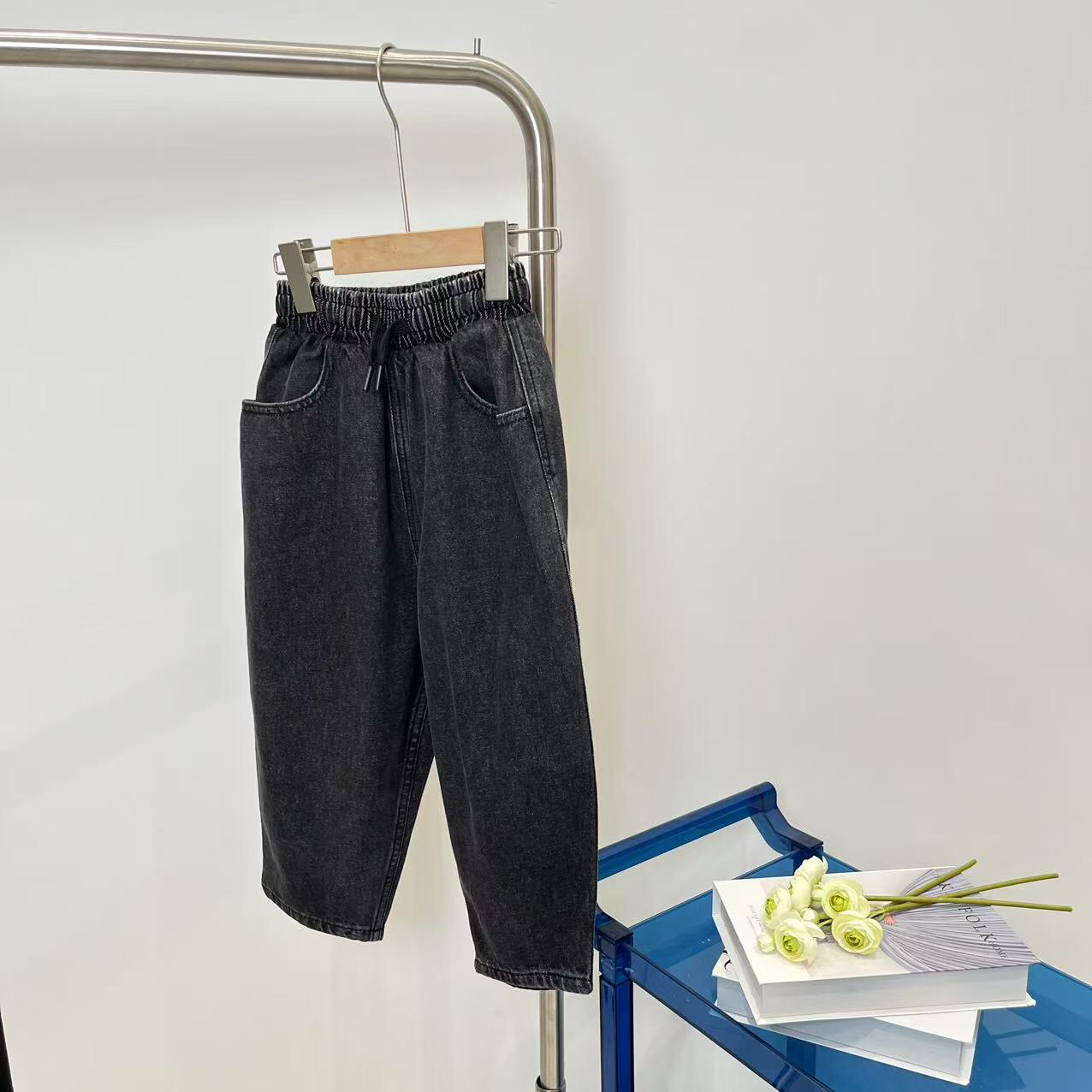 秋冬男童女童牛仔长裤黑色 1258 卓系