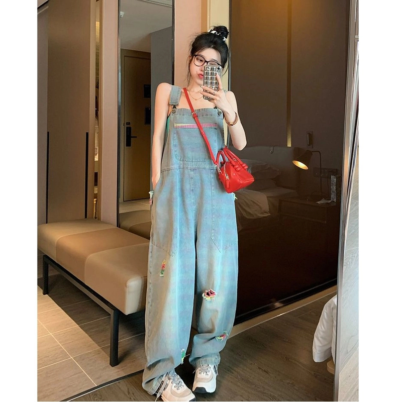 孕妇牛仔背带裤女2025新款洋气时髦高级春夏薄款休闲百搭宽松长裤