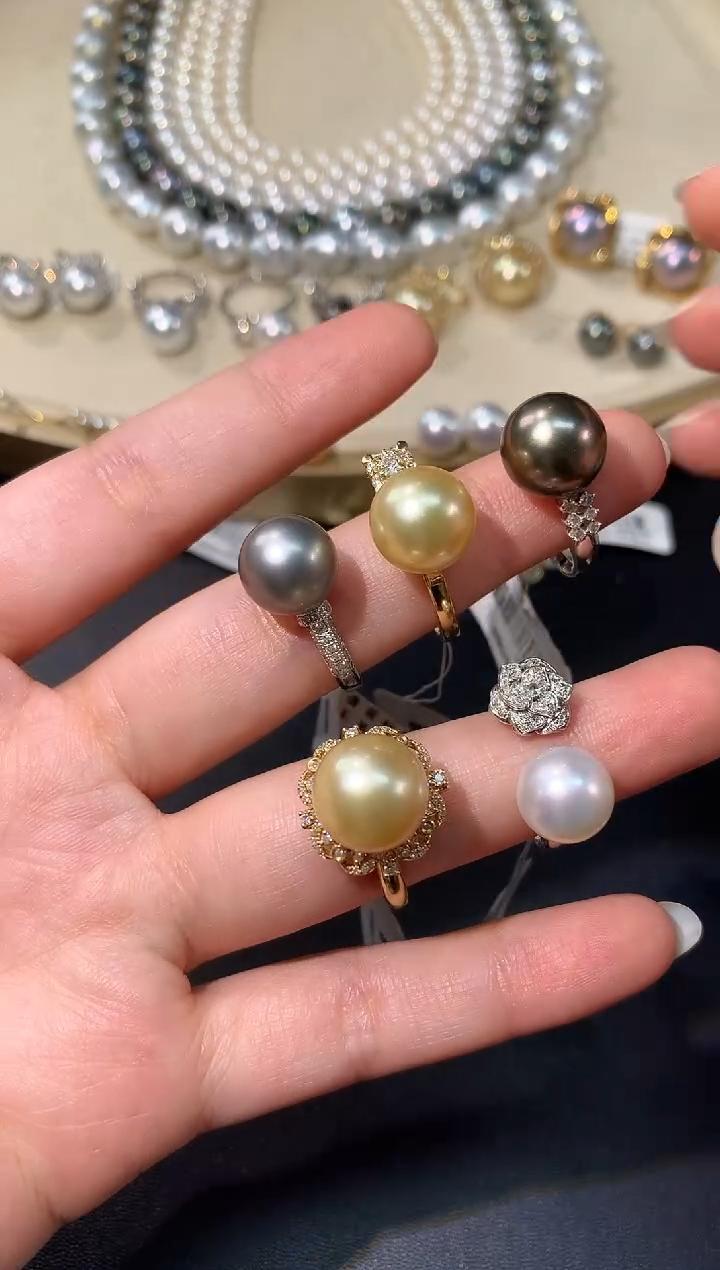 【彩虹盘】海水珍珠戒指-多样性发一件-18K金镶嵌-HH30|BZZ4