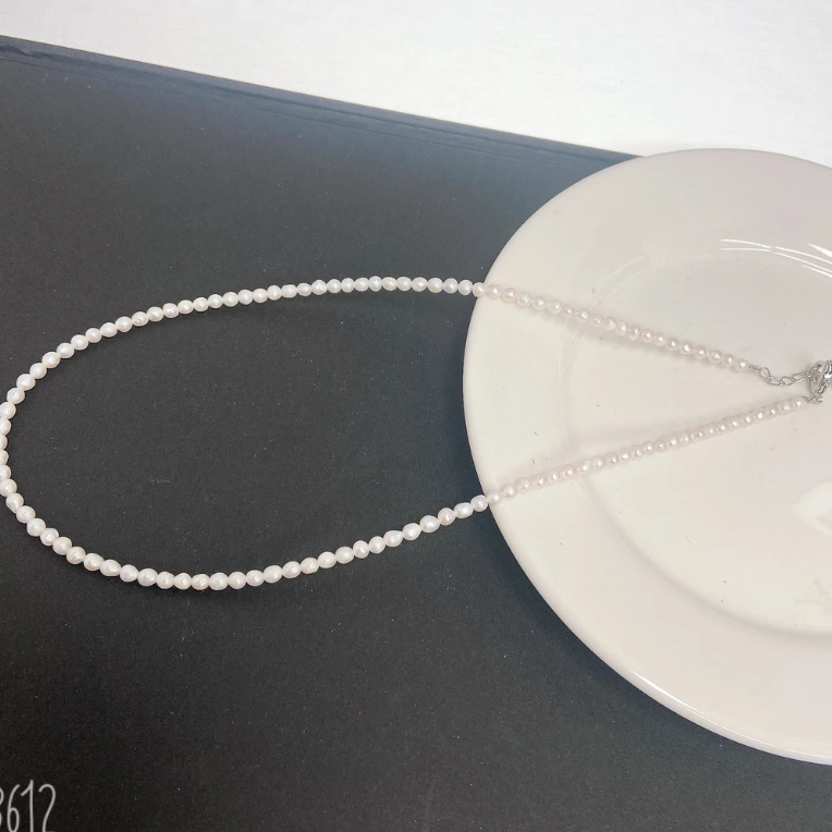 天然淡水珍珠X09#近圆无核百搭项链3-4m