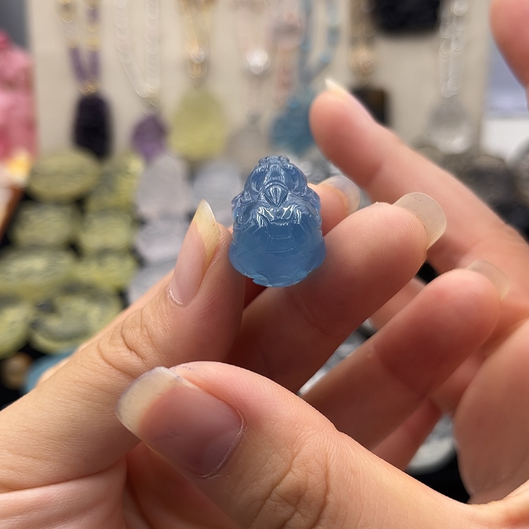 颈饰银S925镶嵌水晶?****~海蓝宝貔貅128