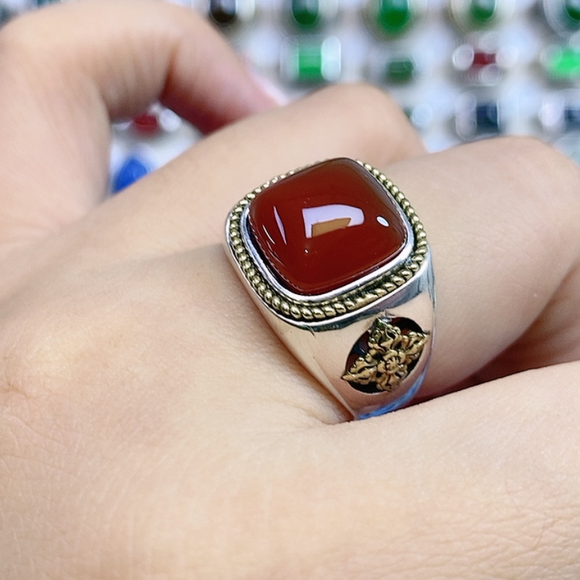 【闪购商品】玛瑙/玉髓戒指银S925镶嵌