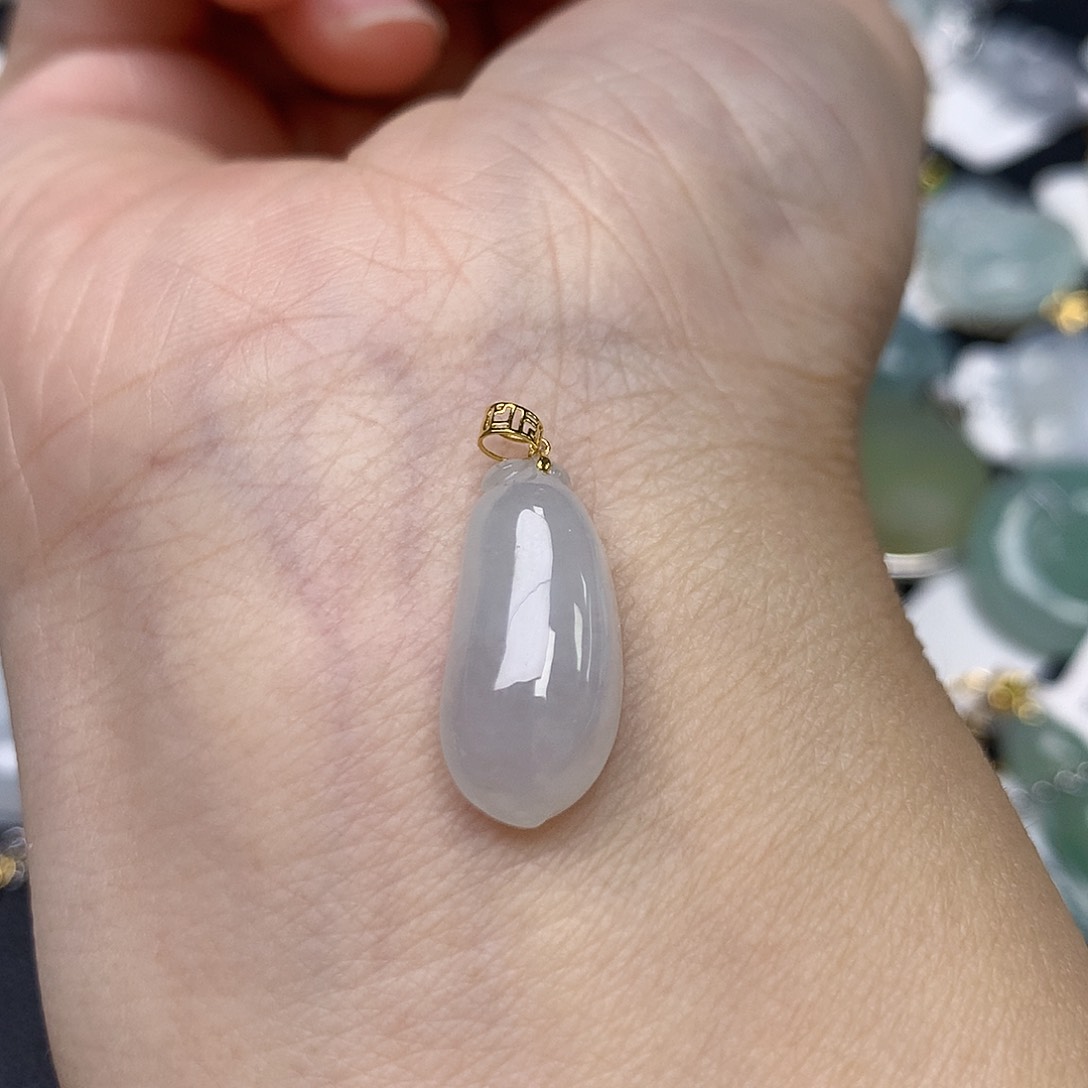 颈饰18K金镶嵌翡翠天然缅甸A货翡翠