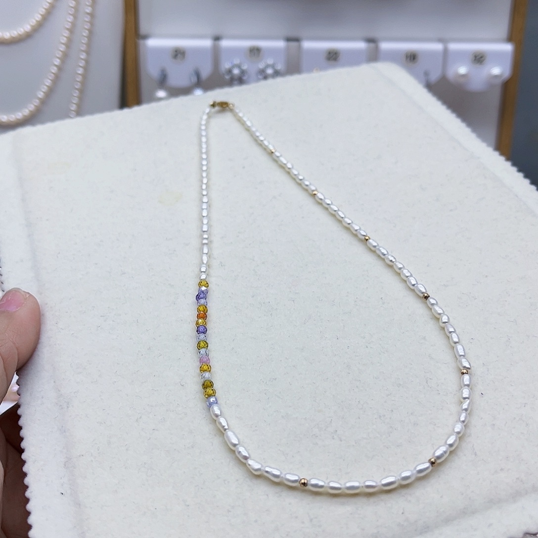 淡水珍珠颈饰银S925镶嵌