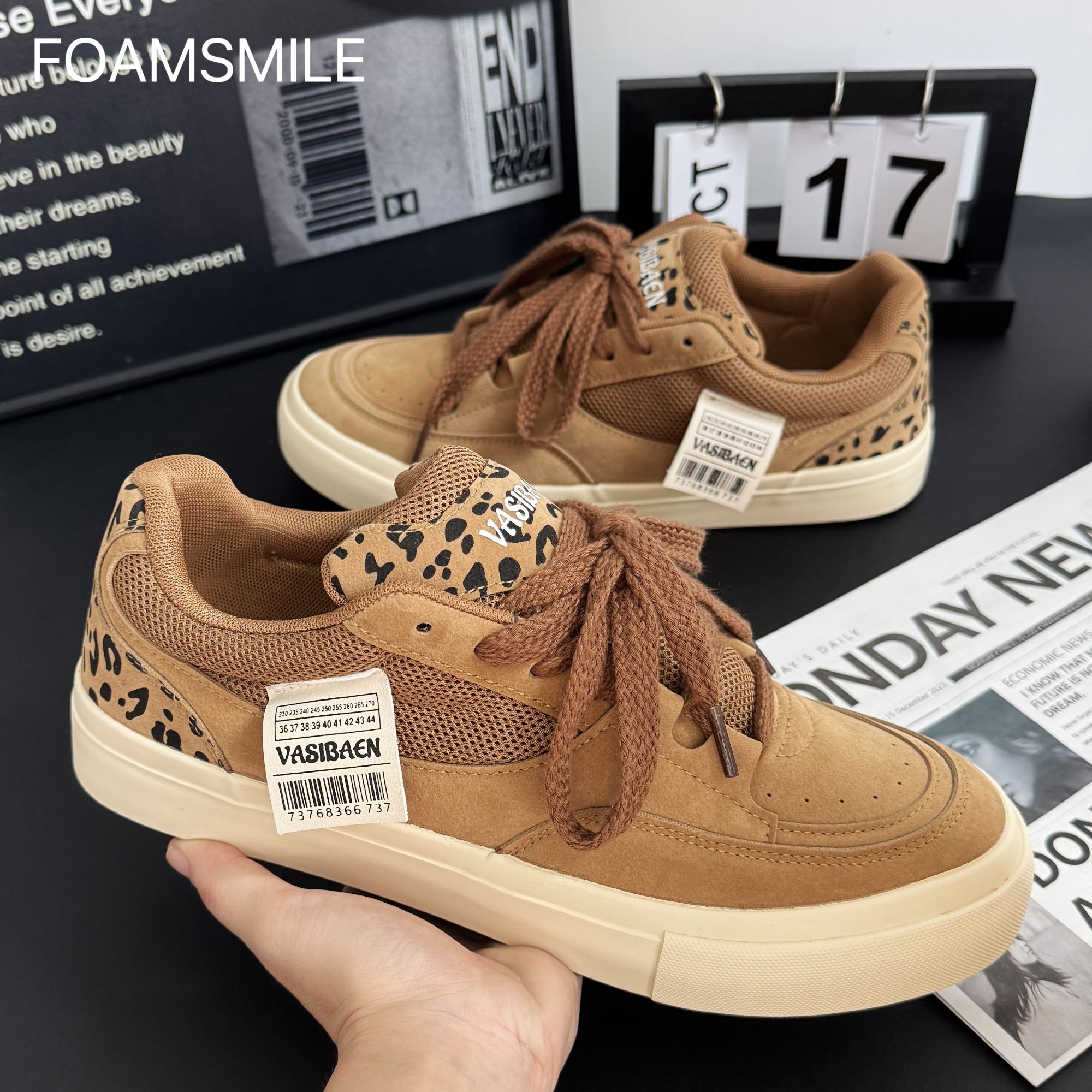 Foamsmile|  豹纹潮男鞋好看酷帅学生休闲运动潮流小众板鞋潮