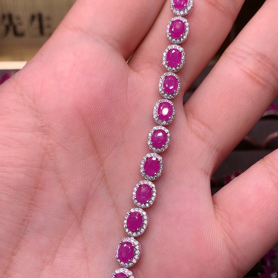 红宝石手链银S925镶嵌