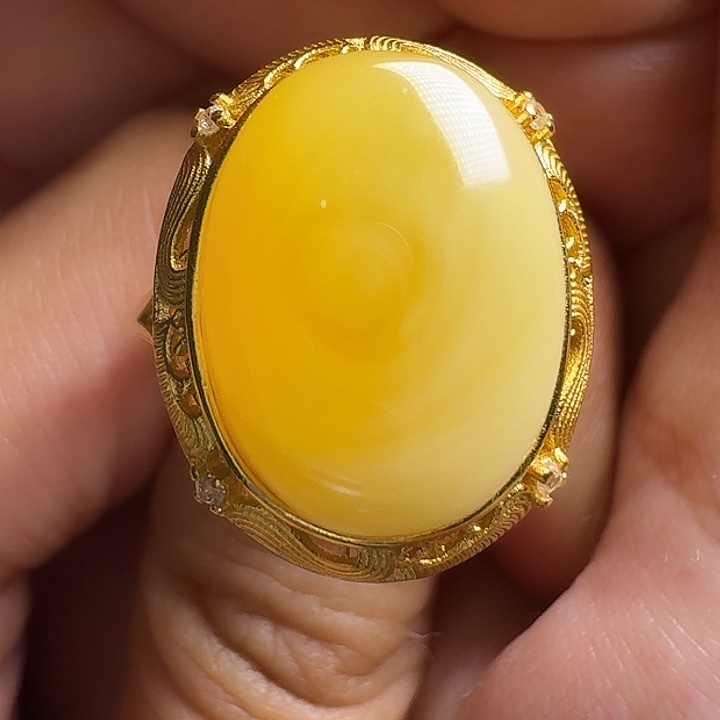 蜜蜡银S925镶嵌戒指戒指