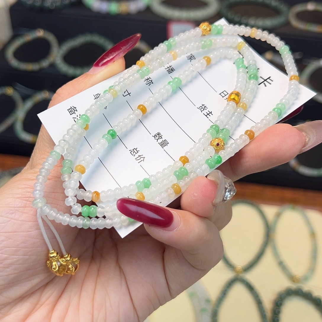 翡翠手串未镶嵌?缅甸A货翡翠手串017