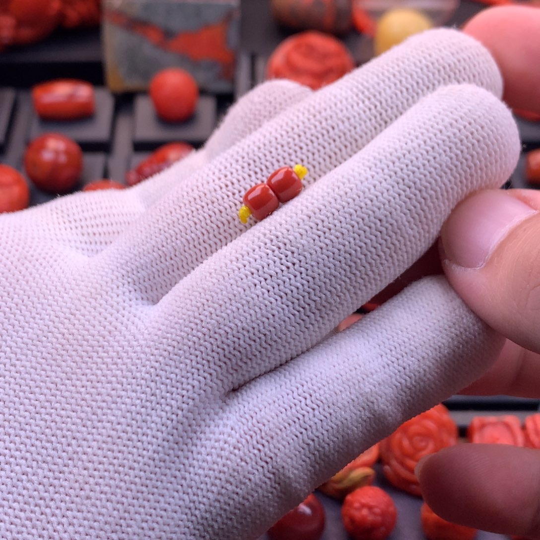 南红玛瑙未镶嵌【传仁】川料原矿满色满肉直切对珠5.5mm