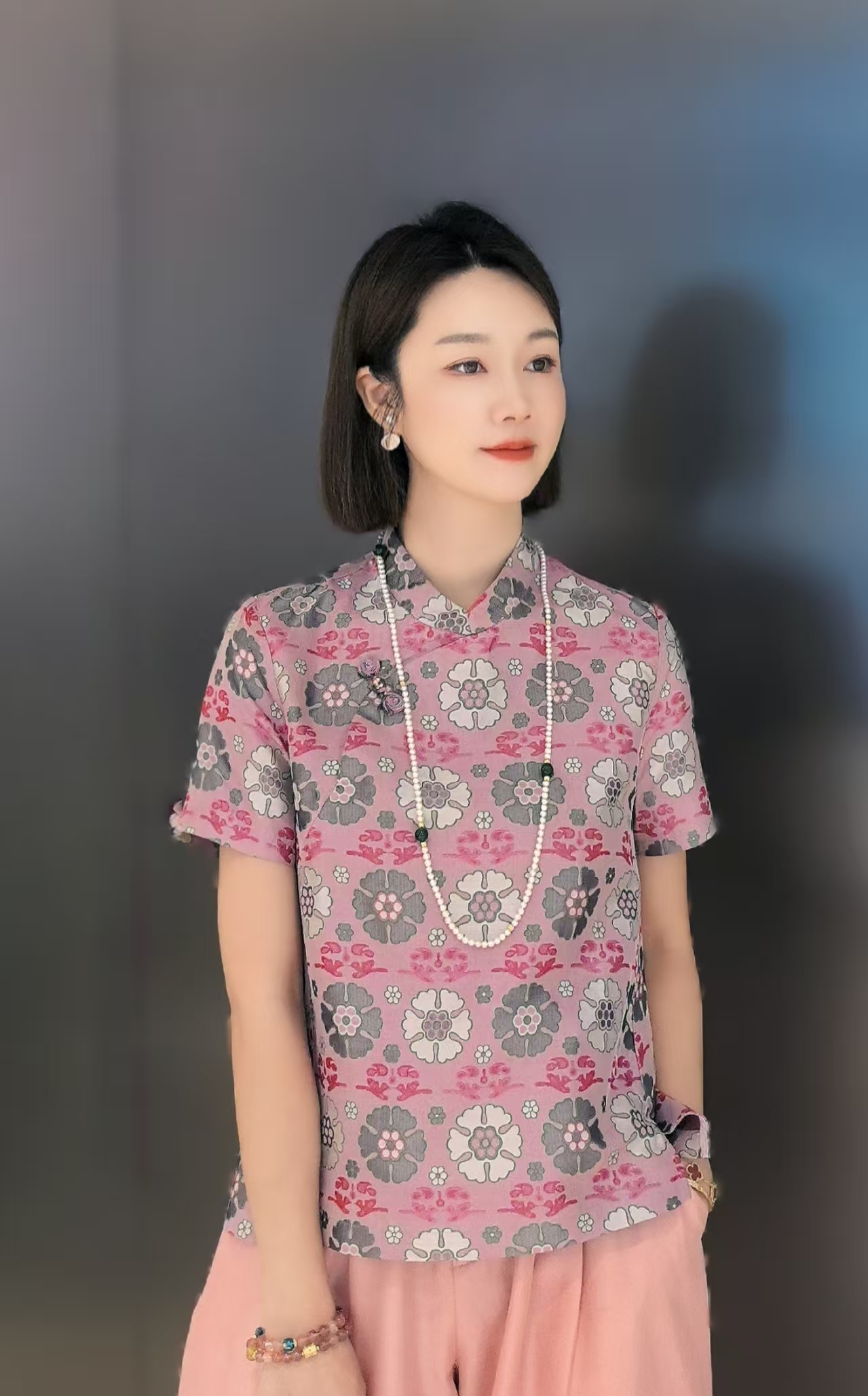 【花蕊喜鹊】墨墨家高定新中式满分桑蚕丝古蜀锦夏季中国风上衣