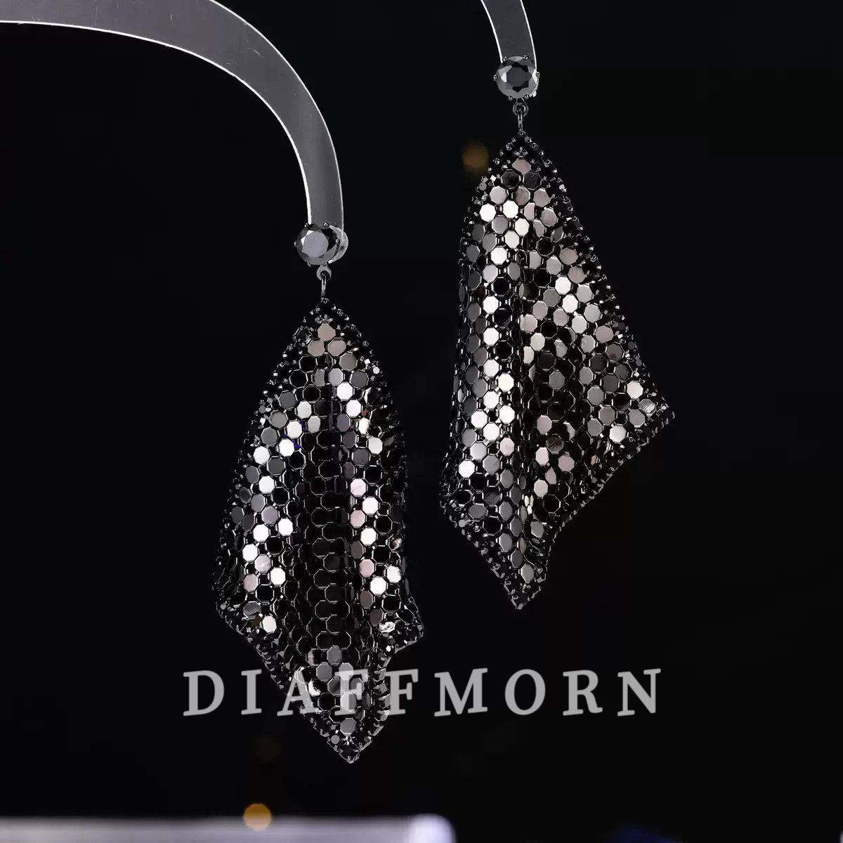 铜合金耳饰 YM《夜幕》 女神气质暗黑色系流苏耳环