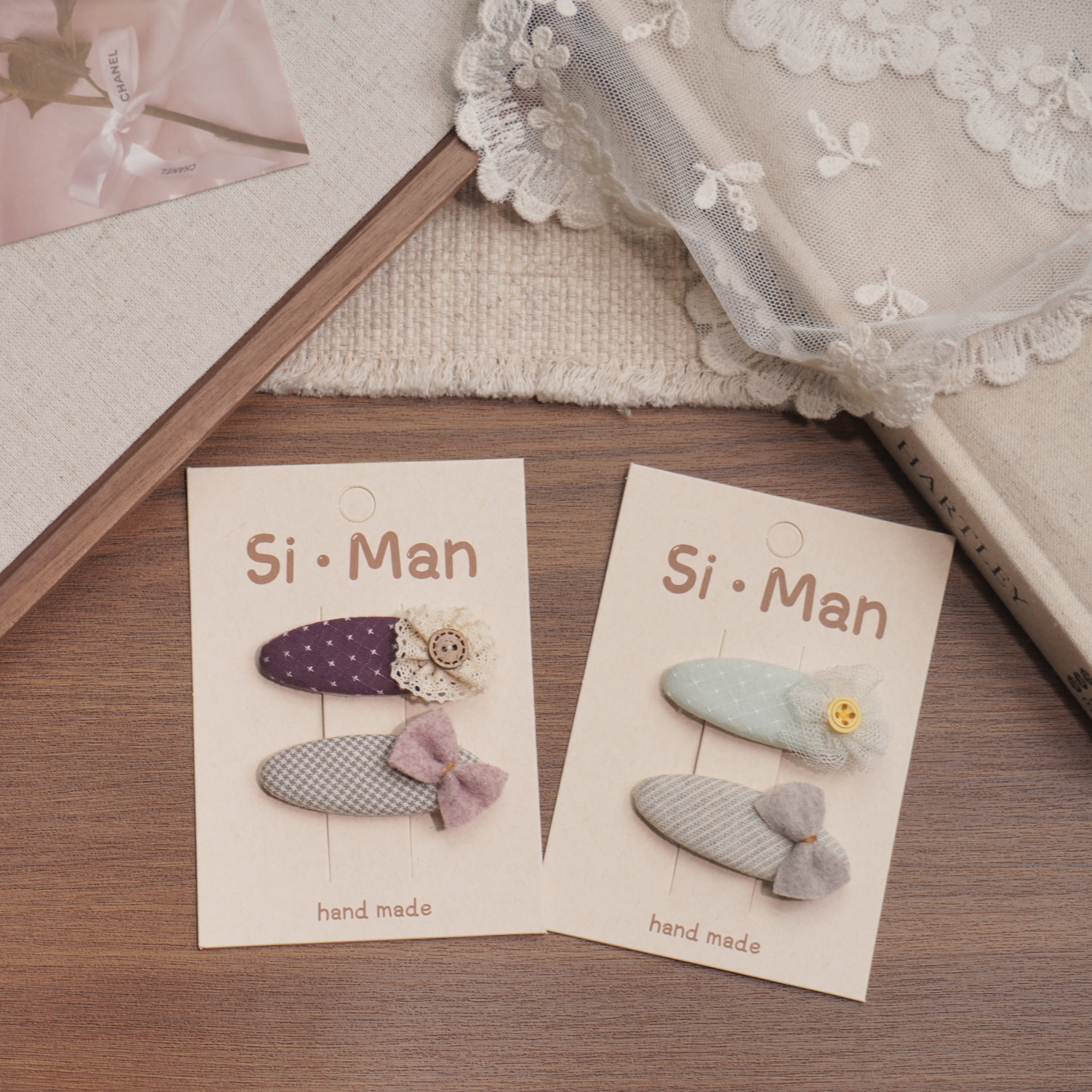 满9.9飞 韩版公主少女森系蝴蝶结水滴夹不伤发儿童手工发夹发饰