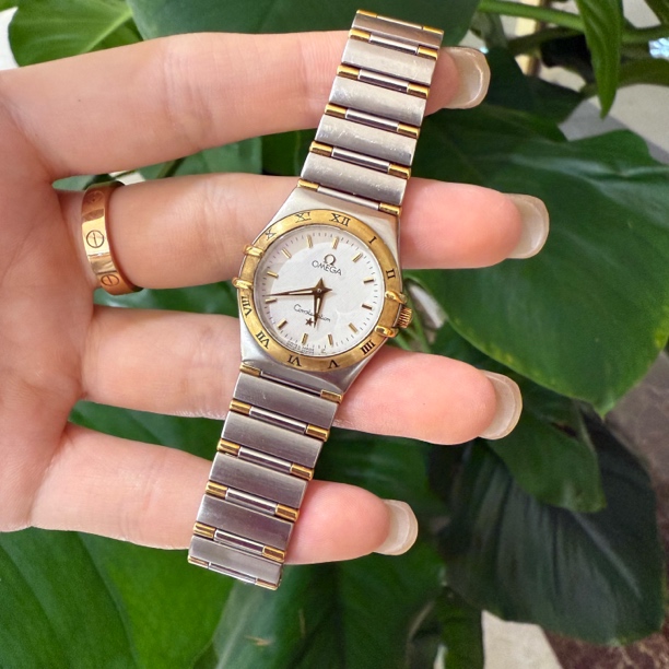 99新 Omega/欧米茄 星座石英女表/25mm/间金