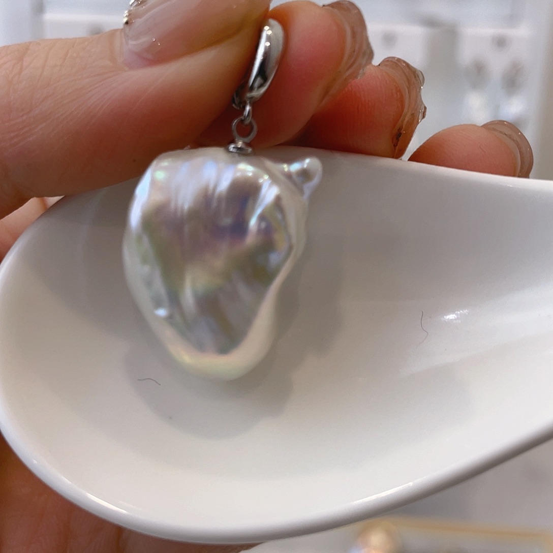 淡水珍珠天然珍珠巴洛克银S925镶嵌