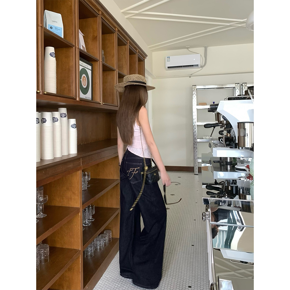 血色樱桃夏季莱赛尔牛仔裤女直筒显瘦2025新款丹宁色薄款阔腿裤