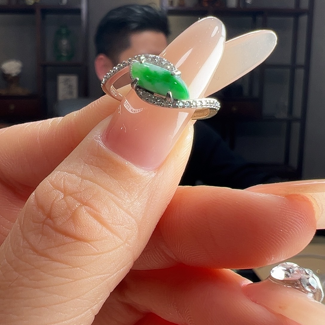 翡翠银S925镶嵌戒指戒指56