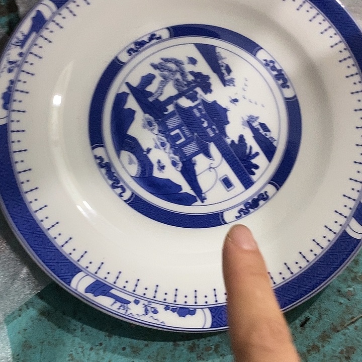 摆件青花梧桐深盘8红