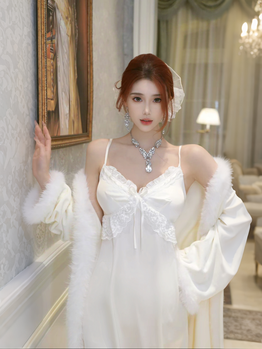 【珊瑚恋人】秋冬新款法式外袍毛毛高级气质显瘦高级睡袍加厚公主风