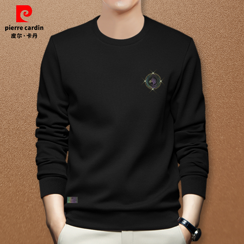 皮尔卡丹男士男装长袖圆领时尚打底衫长袖秋冬春季男士卫衣男秋季