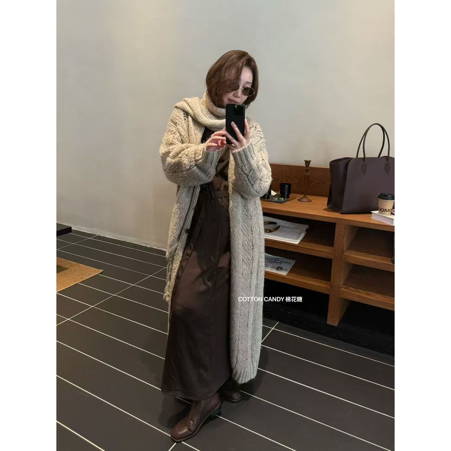 【NO退NO换】鑫燃KIKI  休闲懒惰风长款毛衣外套  257062  MHT