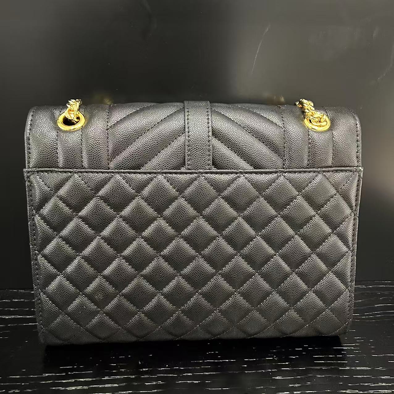 COCO 新款高端定制时尚女包 鱼菱格中信封 黑色24CM80521