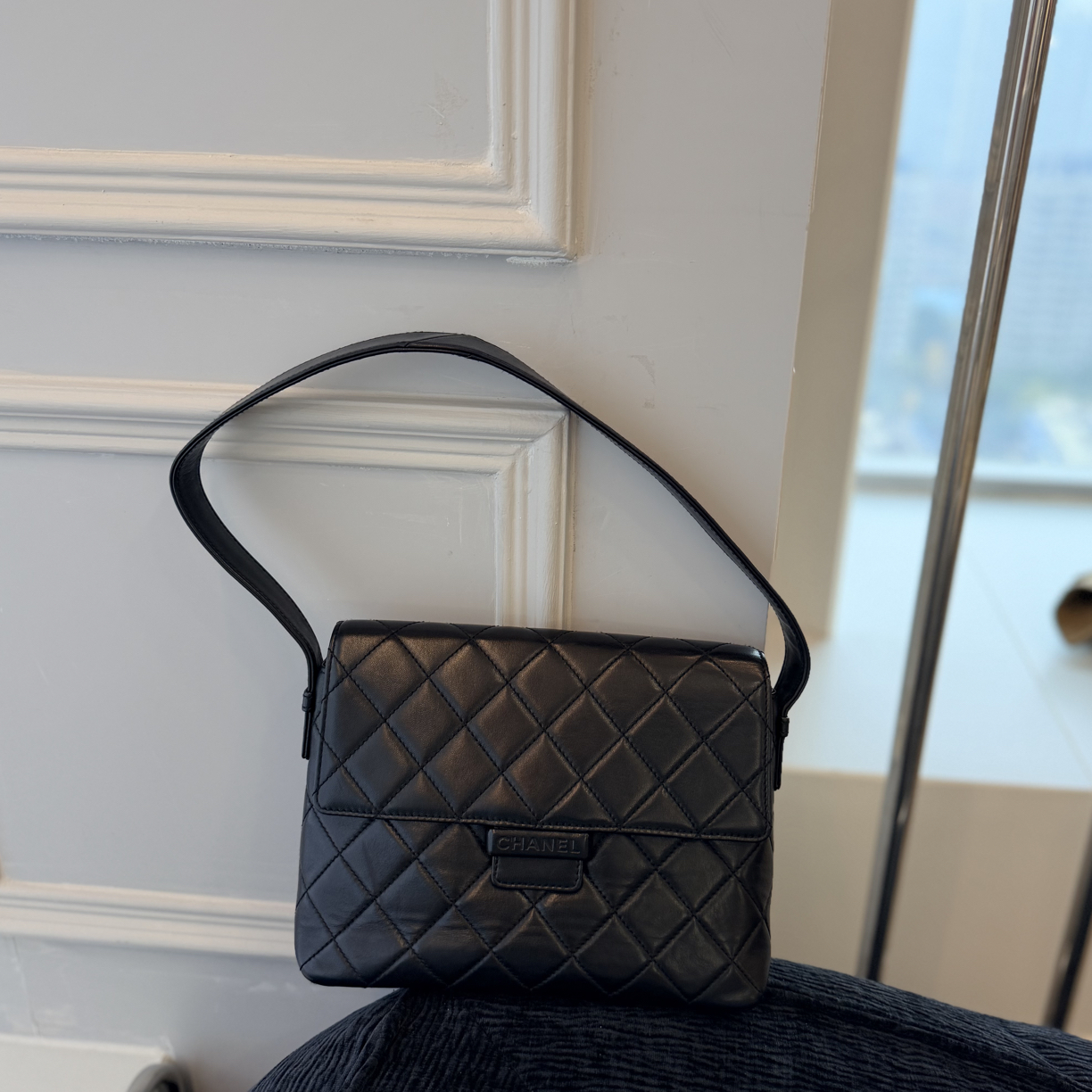95新 Chanel/香奈儿 chanelsoblack菱格纹单肩包中古经典黑色时尚
