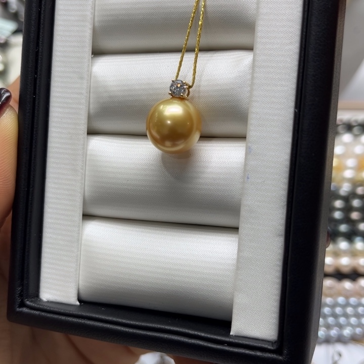 海水珍珠吊坠(不含链)18K金镶嵌12-13mm