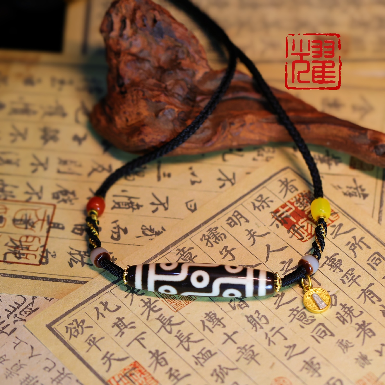 【耀】阿厦同款·新款九转功成折线九眼天珠玛瑙锁骨链男女同款时尚