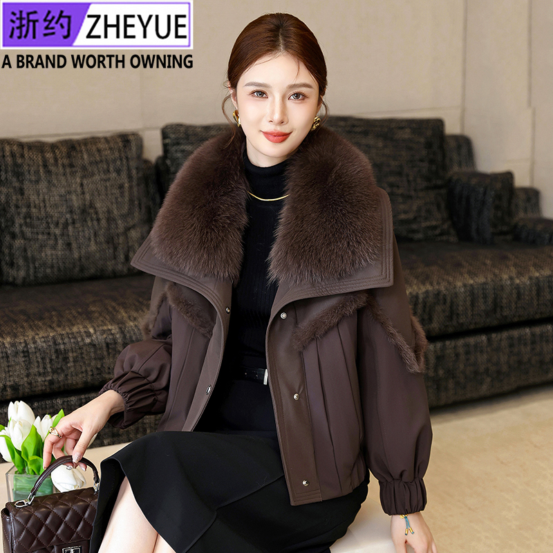 羽绒服女2025新款皮草外套鹅绒服休闲宽松小个子短款冬季保暖外套