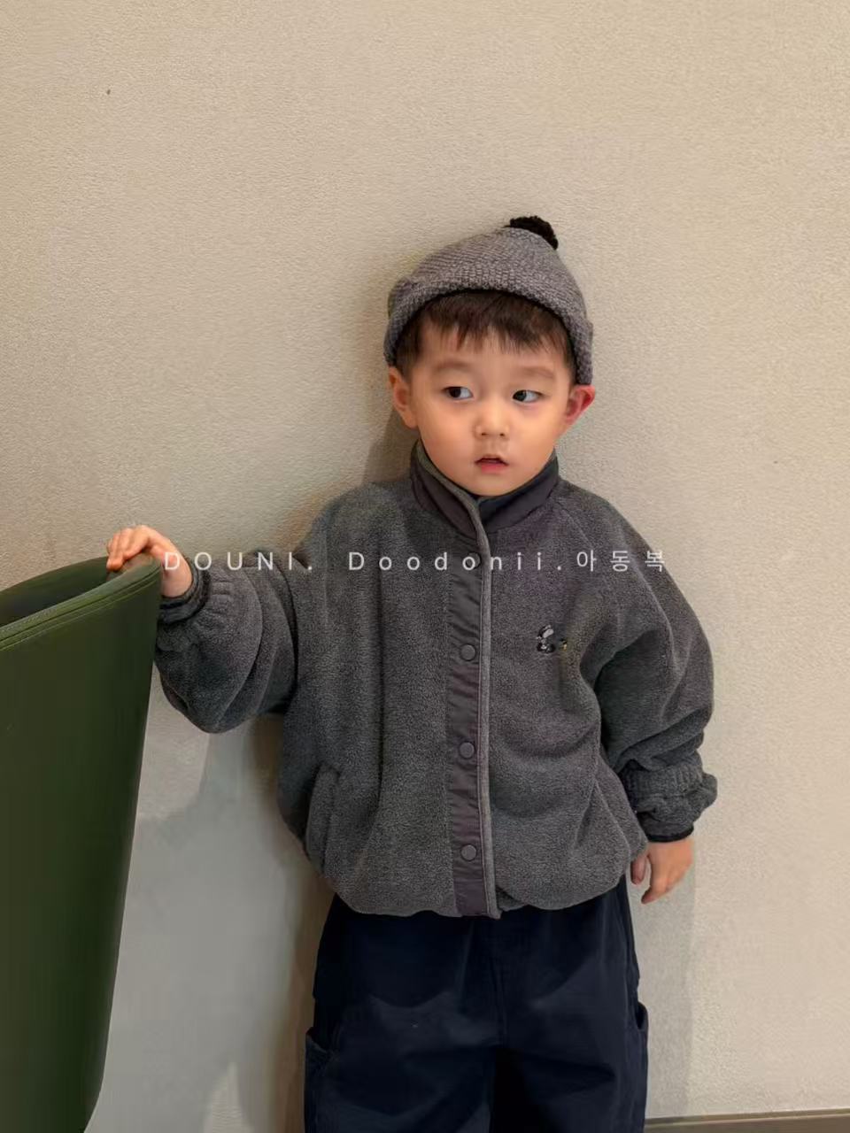 Doodonii 豆泥韩国冬季新款儿童双面摇粒绒外套绒面宝宝上衣夹克