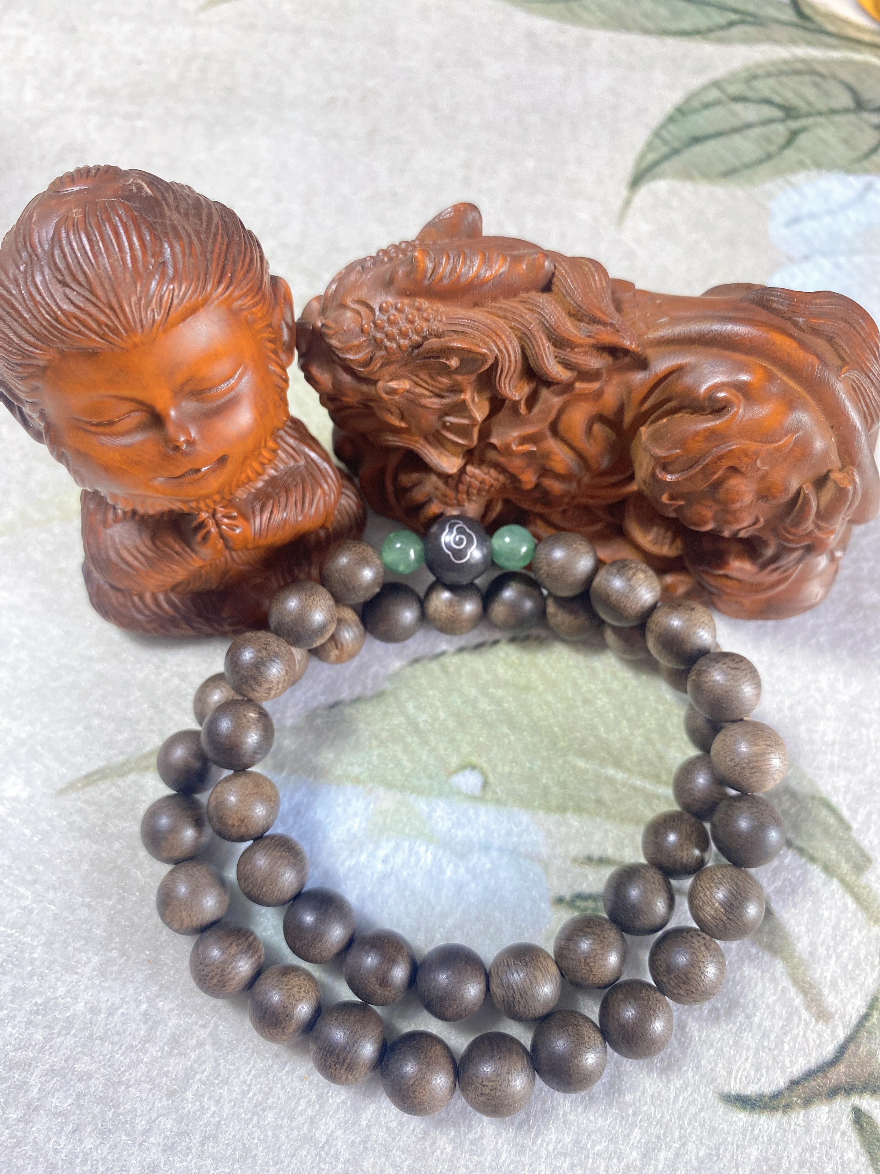 【云起】芽绿双圈8MM老料香味好手工珠串DIY编织