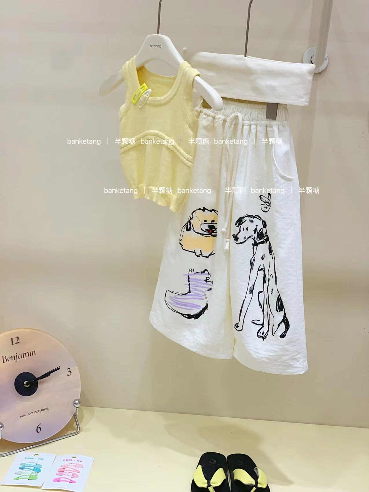 现货  儿童黄色针织背心2025夏季新款韩版童装女童宝宝洋气背心