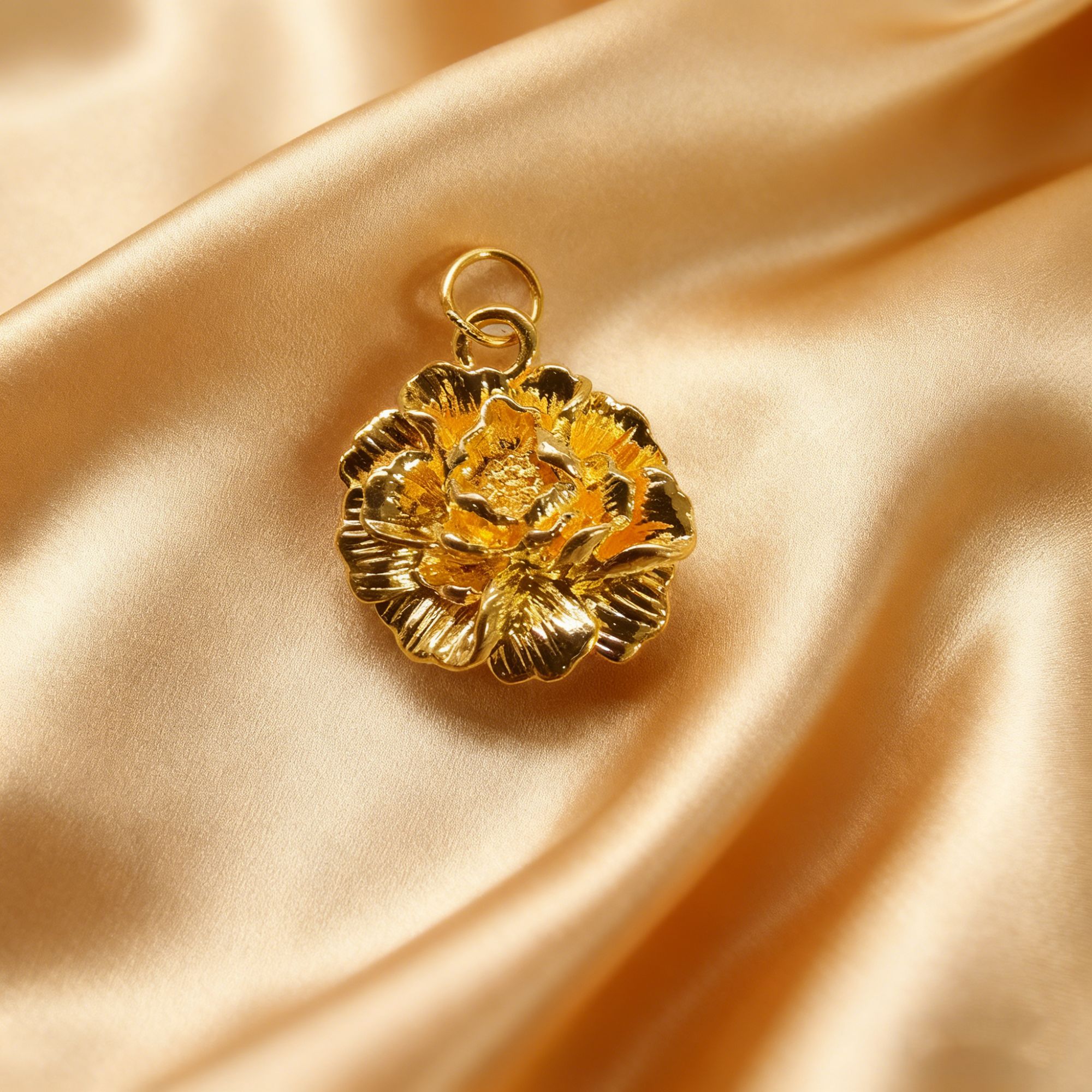 【黄金】足金999小盛世牡丹素金 圆环 5D工艺CY326