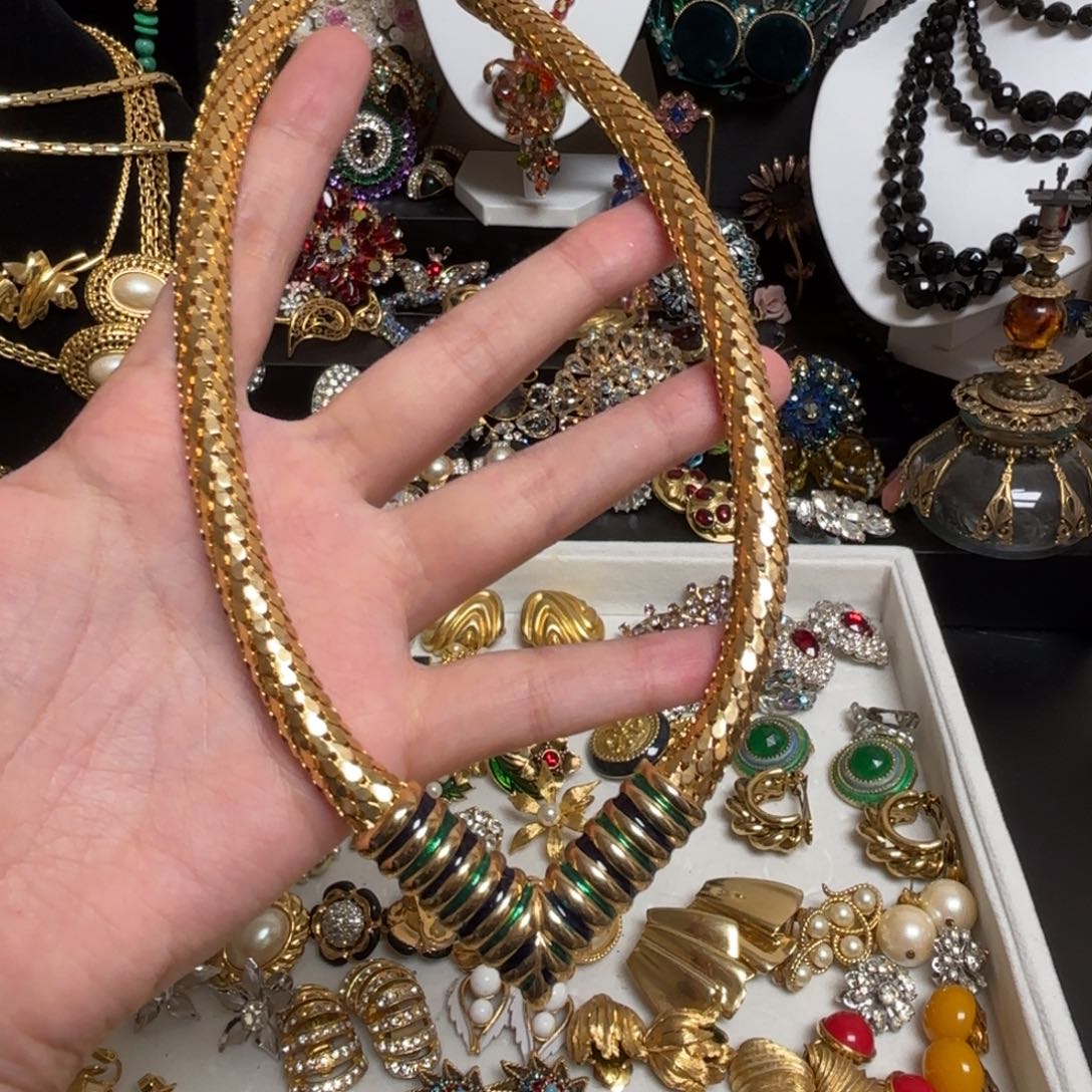 合成碳硅石纯铜项链