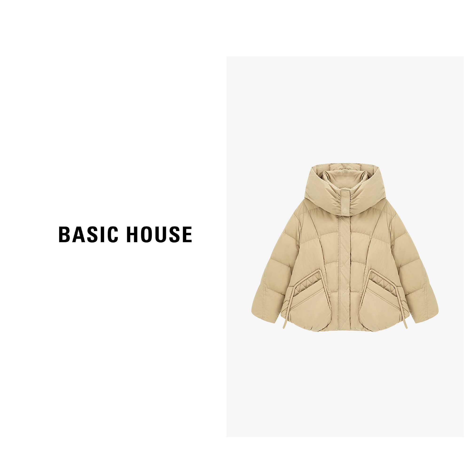 Basic House/百家好百搭时尚休闲连帽保暖冬季羽绒服-B0625B5PEX2